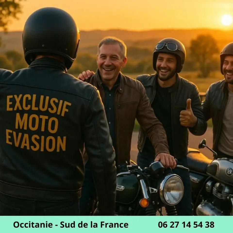 rencontre entre motard au couché de soleil