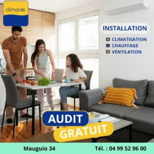 Installation de climatisation réversible et chauffage à Montpellier 34 dans un salon moderne par Climavie
