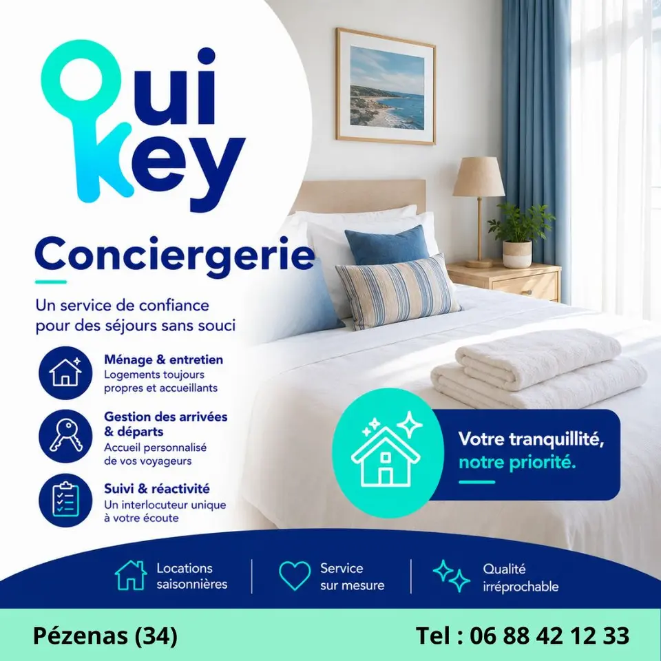 Conciergerie OuiKey à Pézenas (34), service de ménage et gestion locative dans la cité de Molière