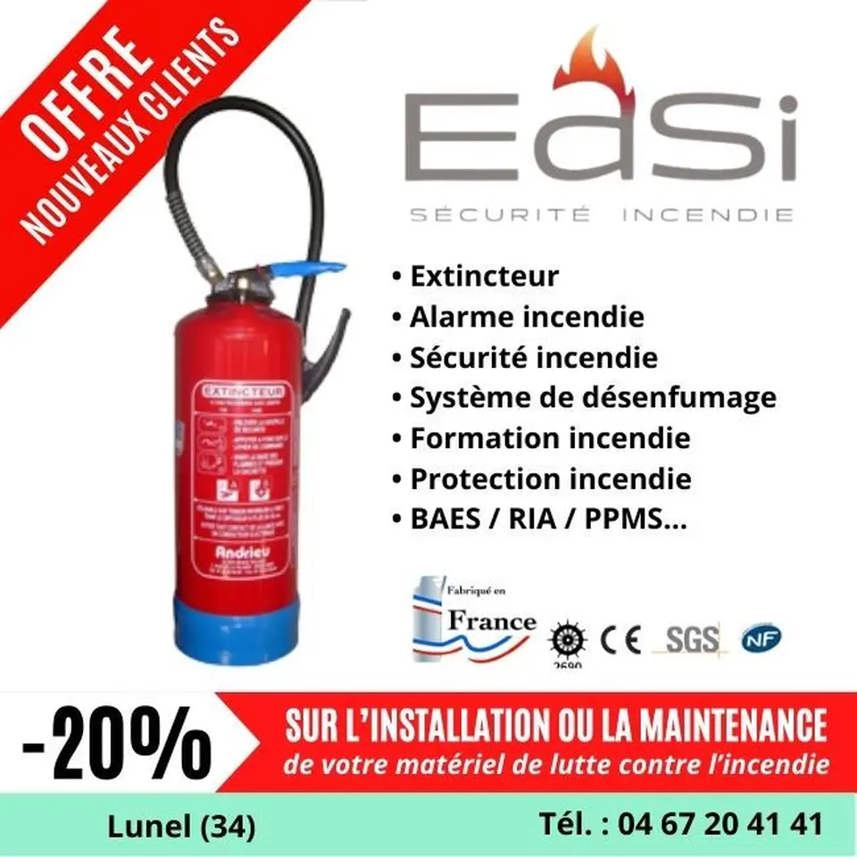 photo de extincteur lunel securite incendie 34