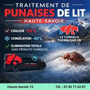 Traitement des punaises de lit en Haute-Savoie avec Le Congélo Thermique par chaleur et congélation sans produits chimiques